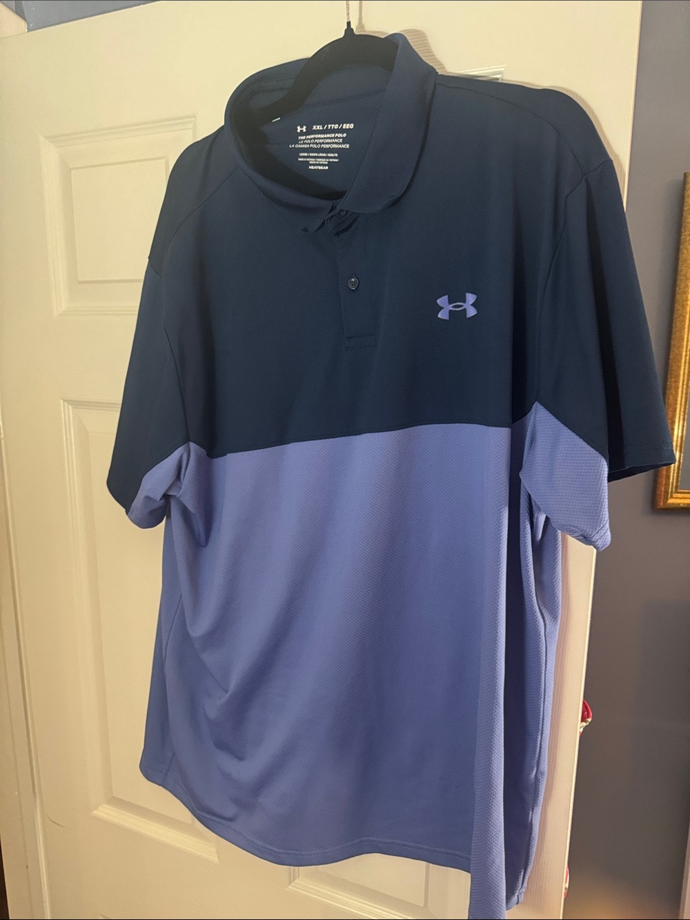 Under Armour Men's Navy and Lavender Colorblock Polo